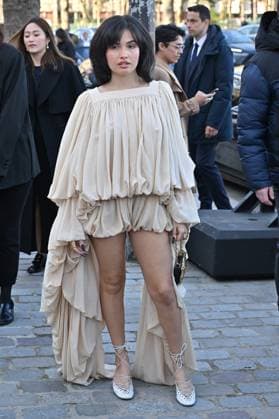 PFW Chloe Outside Arrivals Mabel arriving at Chloe show during Paris Fashion Week in Paris, France on March 6, 2025. Photo by Julien Reynaud APS-Medias ABACAPRESS.COM Paris France  Copyright: xReynaudxJulien APS-Medias ABACAx