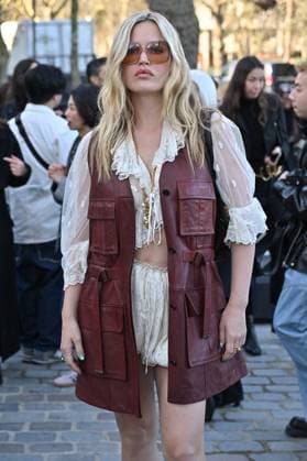 PFW Chloe Outside Arrivals Georgia May Jagger arriving at Chloe show during Paris Fashion Week in Paris, France on March 6, 2025. Photo by Julien Reynaud APS-Medias ABACAPRESS.COM Paris France  Copyright: xReynaudxJulien APS-Medias ABACAx