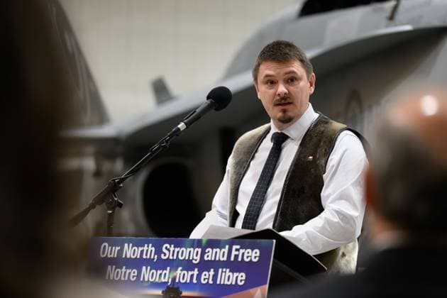 March 6, 2025, Iqaluit, Nu, Canada: Nunavut Premier P.J. Akeeagok speaks during an announcement about increasing the Canadian Armed Forces presence and readiness across the Arctic and the North during a press conference in Iqaluit on Thursday, March 6, 2025. Iqaluit Canada  - ZUMAc35_ 20250306_zaf_c35_017 Copyright: xDustinxPatarx