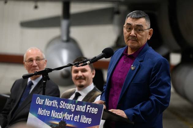 March 6, 2025, Iqaluit, Nu, Canada: Qikiqtani Inuit Association President Olayuk Akesuk speaks during an announcement about increasing the Canadian Armed Forces presence and readiness across the Arctic and the North during a press conference in Iqaluit on Thursday, March 6, 2025. Iqaluit Canada  - ZUMAc35_ 20250306_zaf_c35_020 Copyright: xDustinxPatarx