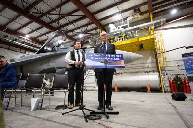 March 6, 2025, Iqaluit, Nu, Canada: Defence Minister Bill Blair and Nunavut Premier P.J. Akeeagok speak to the media following an announcement about increasing the Canadian Armed Forces presence and readiness across the Arctic and the North during a press conference in Iqaluit on Thursday, March 6, 2025. Iqaluit Canada  - ZUMAc35_ 20250306_zaf_c35_028 Copyright: xDustinxPatarx