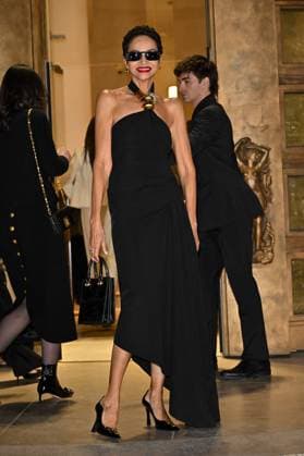 PFW Schiaparelli Outside Arrivals Farida Khelfa arriving at Schiaparelli show during Paris Fashion Week in Paris, France on March 6, 2025. Photo by Julien Reynaud APS-Medias ABACAPRESS.COM Paris France  Copyright: xReynaudxJulien APS-Medias ABACAx