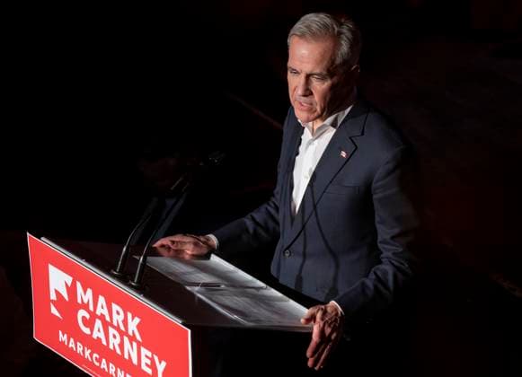 Kanada, Kandidat für Vorsitz der Liberalen Partei Mark Carney in Montreal March 6, 2025, Montreal, Pq, CANADA: Liberal Party of Canada leadership candidate Mark Carney addresses supporters in Montreal on Thursday, March 6, 2025. Montreal CANADA  - ZUMAc35_ 20250306_zaf_c35_114 Copyright: xPeterxMccabex
