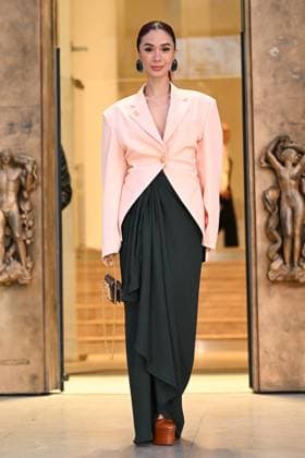 PFW Schiaparelli Arrivals Heart Evangelista attending the Schiaparelli Womenswear Fall Winter 2025-2026 show as part of Paris Fashion Week at L’Observatoire de Paris in Paris, France on March 06, 2025. Photo by Aurore Marechal ABACAPRESS.COM Paris France  Copyright: xMarechalxAurore ABACAx