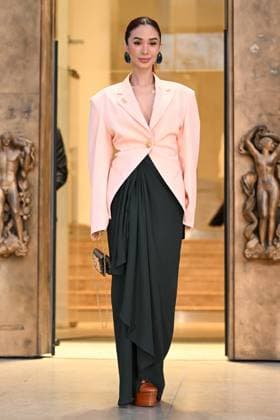 PFW Schiaparelli Arrivals Heart Evangelista attending the Schiaparelli Womenswear Fall Winter 2025-2026 show as part of Paris Fashion Week at L’Observatoire de Paris in Paris, France on March 06, 2025. Photo by Aurore Marechal ABACAPRESS.COM Paris France  Copyright: xMarechalxAurore ABACAx