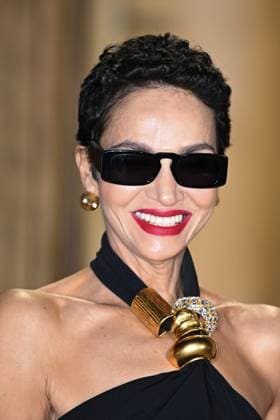 PFW Schiaparelli Arrivals Farida Khelfa attending the Schiaparelli Womenswear Fall Winter 2025-2026 show as part of Paris Fashion Week at L’Observatoire de Paris in Paris, France on March 06, 2025. Photo by Aurore Marechal ABACAPRESS.COM Paris France  Copyright: xMarechalxAurore ABACAx