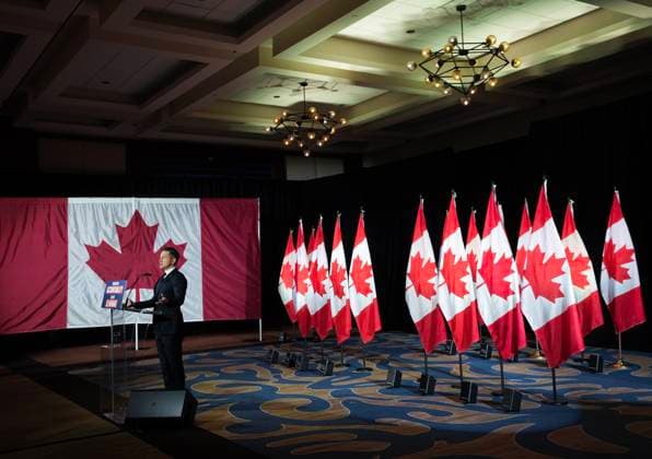 March 7, 2025, Toronto, On, CANADA: Conservative Leader Pierre Poilievre speaks during a press conference in Toronto on Friday, March 7, 2025. Toronto CANADA  - ZUMAc35_ 20250307_zaf_c35_008 Copyright: xNathanxDenettex