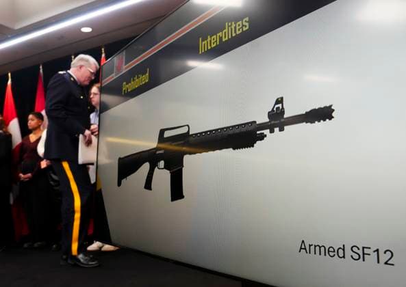 March 7, 2025, Ottawa, Ontario, Canada: RCMP Senior Deputy Commissioner Bryan Larkin, left, takes party in a press conference on Parliament Hill in Ottawa on Friday, March 7, 2025, on new measures to address gun violence in Canada. Ottawa Canada  - ZUMAc35_ 20250307_zaf_c35_012 Copyright: xSeanxKilpatrickx