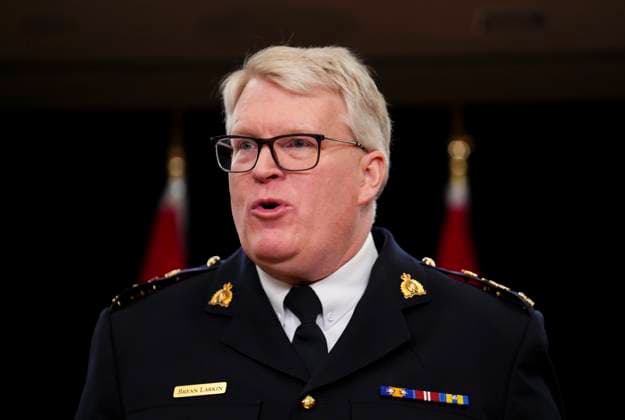 March 7, 2025, Ottawa, Ontario, Canada: RCMP Senior Deputy Commissioner Bryan Larkin takes party in a press conference on Parliament Hill in Ottawa on Friday, March 7, 2025, on new measures to address gun violence in Canada. Ottawa Canada  - ZUMAc35_ 20250307_zaf_c35_013 Copyright: xSeanxKilpatrickx