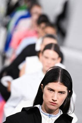 PFW Issey Miyake Runway Models walk the runway during the Issey Miyake Womenswear Fall Winter 2025-2026 show as part of Paris Fashion Week in Paris, France on March 07, 2025. Photo by Aurore Marechal ABACAPRESS.COM Paris France  Copyright: xMarechalxAurore ABACAx
