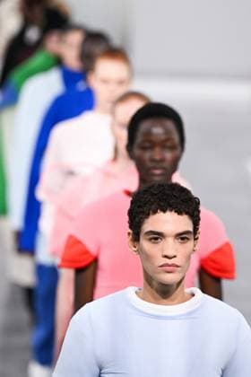 PFW Issey Miyake Runway Models walk the runway during the Issey Miyake Womenswear Fall Winter 2025-2026 show as part of Paris Fashion Week in Paris, France on March 07, 2025. Photo by Aurore Marechal ABACAPRESS.COM Paris France  Copyright: xMarechalxAurore ABACAx