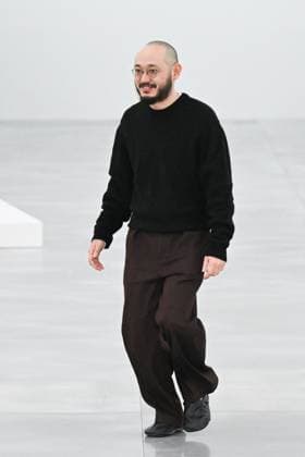 PFW Issey Miyake Runway Designer Satoshi Kondo makes an appearance on the runway during the Issey Miyake Womenswear Fall Winter 2025-2026 show as part of Paris Fashion Week in Paris, France on March 07, 2025. Photo by Aurore Marechal ABACAPRESS.COM Paris France  Copyright: xMarechalxAurore ABACAx
