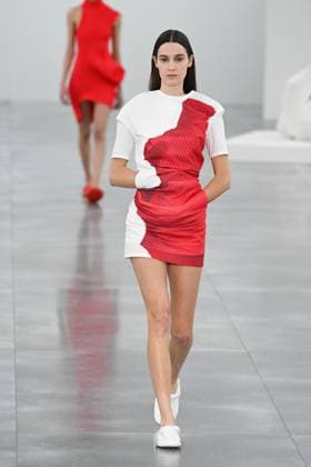 PFW Issey Miyake Runway A model walks the runway during the Issey Miyake Womenswear Fall Winter 2025-2026 show as part of Paris Fashion Week in Paris, France on March 07, 2025. Photo by Aurore Marechal ABACAPRESS.COM Paris France  Copyright: xMarechalxAurore ABACAx