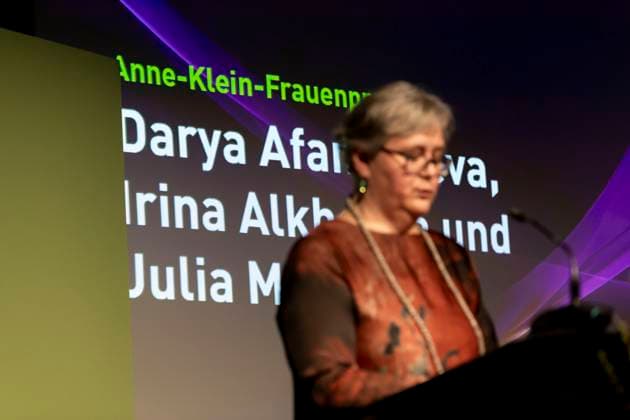 Award ceremony of the Anne Klein Womens Prize on 07 03 2025 Belarusian author Irina Alkhovka gives a speech after the award ceremony of the Anne Klein Womens Prize 2025 Copyright: xEVENTPRESSxJeremyxKnowlesx