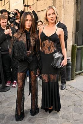PFW Nina Ricci Outside Arrivals Guest and Emilia Silberg arriving at Nina Ricci show during Paris Fashion Week in Paris, France on March 7, 2025. Photo by Julien Reynaud APS-Medias ABACAPRESS.COM Paris France  Copyright: xReynaudxJulien APS-Medias ABACAx