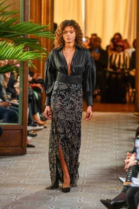 PFW - Serbia Fashion Week Runway A model walks the runway during the Serbia Fashion Week Runway Womenswear Fall Winter 2025-2026 show during the Paris Fashion Week on March 02, 2024 in Paris, France. SERBIA FASHION WEEK Presents Mystic Muses . Serbia Fashion Week will present in France four Serbian designers, who will make their fashion show international debut. George Styler, Suzana Peric, EHO by Evgheni Hudorojcov and Houida Baridi . Photo by Shootpix ABACAPRESS.COM Paris France  Copyright: xShootpix ABACAx