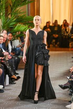 PFW - Serbia Fashion Week Runway A model walks the runway during the Serbia Fashion Week Runway Womenswear Fall Winter 2025-2026 show during the Paris Fashion Week on March 02, 2024 in Paris, France. SERBIA FASHION WEEK Presents Mystic Muses . Serbia Fashion Week will present in France four Serbian designers, who will make their fashion show international debut. George Styler, Suzana Peric, EHO by Evgheni Hudorojcov and Houida Baridi . Photo by Shootpix ABACAPRESS.COM Paris France  Copyright: xShootpix ABACAx
