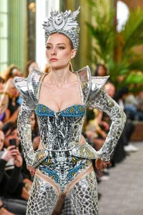 PFW - Serbia Fashion Week Runway A model walks the runway during the Serbia Fashion Week Runway Womenswear Fall Winter 2025-2026 show during the Paris Fashion Week on March 02, 2024 in Paris, France. SERBIA FASHION WEEK Presents Mystic Muses . Serbia Fashion Week will present in France four Serbian designers, who will make their fashion show international debut. George Styler, Suzana Peric, EHO by Evgheni Hudorojcov and Houida Baridi . Photo by Shootpix ABACAPRESS.COM Paris France  Copyright: xShootpix ABACAx