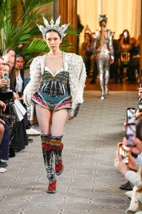 PFW - Serbia Fashion Week Runway A model walks the runway during the Serbia Fashion Week Runway Womenswear Fall Winter 2025-2026 show during the Paris Fashion Week on March 02, 2024 in Paris, France. SERBIA FASHION WEEK Presents Mystic Muses . Serbia Fashion Week will present in France four Serbian designers, who will make their fashion show international debut. George Styler, Suzana Peric, EHO by Evgheni Hudorojcov and Houida Baridi . Photo by Shootpix ABACAPRESS.COM Paris France  Copyright: xShootpix ABACAx