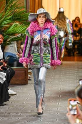 PFW - Serbia Fashion Week Runway A model walks the runway during the Serbia Fashion Week Runway Womenswear Fall Winter 2025-2026 show during the Paris Fashion Week on March 02, 2024 in Paris, France. SERBIA FASHION WEEK Presents Mystic Muses . Serbia Fashion Week will present in France four Serbian designers, who will make their fashion show international debut. George Styler, Suzana Peric, EHO by Evgheni Hudorojcov and Houida Baridi . Photo by Shootpix ABACAPRESS.COM Paris France  Copyright: xShootpix ABACAx