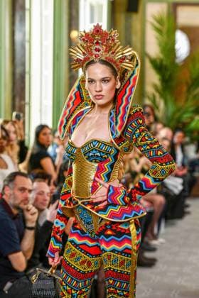 PFW - Serbia Fashion Week Runway A model walks the runway during the Serbia Fashion Week Runway Womenswear Fall Winter 2025-2026 show during the Paris Fashion Week on March 02, 2024 in Paris, France. SERBIA FASHION WEEK Presents Mystic Muses . Serbia Fashion Week will present in France four Serbian designers, who will make their fashion show international debut. George Styler, Suzana Peric, EHO by Evgheni Hudorojcov and Houida Baridi . Photo by Shootpix ABACAPRESS.COM Paris France  Copyright: xShootpix ABACAx