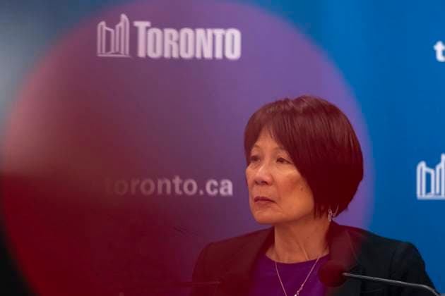 March 8, 2025, Toronto, On, Canada: Toronto Mayor Olivia Chow speaks to reporters after a mass shooting near Scarborough Town Centre in Toronto, on Saturday, March 8, 2025. Toronto Canada  - ZUMAc35_ 20250308_zaf_c35_019 Copyright: xChristopherxKatsarovx