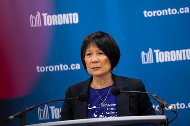 March 8, 2025, Toronto, On, Canada: Toronto Mayor Olivia Chow speaks to reporters after a mass shooting near Scarborough Town Centre in Toronto, on Saturday, March 8, 2025. Toronto Canada  - ZUMAc35_ 20250308_zaf_c35_021 Copyright: xChristopherxKatsarovx