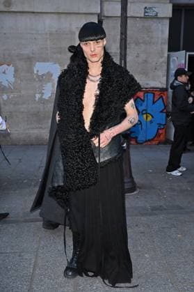 PFW Ann Demeulemeester Outside Arrivals Aime Simone arriving at Ann Demeulemeester show during Paris Fashion Week in Paris, France on March 8, 2025. Photo by Julien Reynaud APS-Medias ABACAPRESS.COM Paris France  Copyright: xReynaudxJulien APS-Medias ABACAx