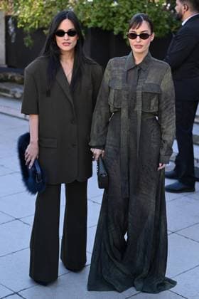 PFW Elie Saab Arrivals Karen Wazen and guest attending the Elie Saab Womenswear Fall Winter 2025-2026 show as part of Paris Fashion Week in Paris, France on March 08, 2025. Photo by Aurore Marechal ABACAPRESS.COM Paris France  Copyright: xMarechalxAurore ABACAx