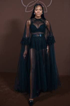 PFW Georges Hobeika Photocall Afiya Bennett attending the Georges Hobeika Womenswear Fall Winter 2025-2026 show as part of Paris Fashion Week in Paris, France on March 08, 2025. Photo by Aurore Marechal ABACAPRESS.COM Paris France  Copyright: xMarechalxAurore ABACAx