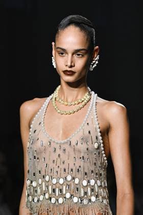 PFW Georges Hobeika Runway A model walks the runway during the Georges Hobeika Womenswear Fall Winter 2025-2026 show as part of Paris Fashion Week in Paris, France on March 08, 2025. Photo by Aurore Marechal ABACAPRESS.COM Paris France  Copyright: xMarechalxAurore ABACAx