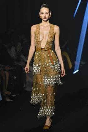 PFW Georges Hobeika Runway A model walks the runway during the Georges Hobeika Womenswear Fall Winter 2025-2026 show as part of Paris Fashion Week in Paris, France on March 08, 2025. Photo by Aurore Marechal ABACAPRESS.COM Paris France  Copyright: xMarechalxAurore ABACAx