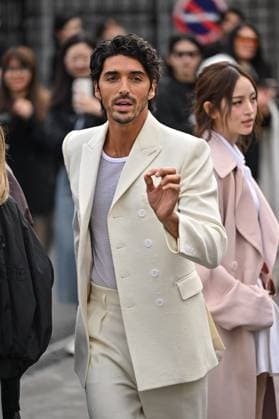 PFW Lacoste Outside Arrivals Taylor Zakhar Perez arriving at Lacoste show during Paris Fashion Week in Paris, France on March 9, 2025. Photo by Julien Reynaud APS-Medias ABACAPRESS.COM Paris France  Copyright: xReynaudxJulien APS-Medias ABACAx