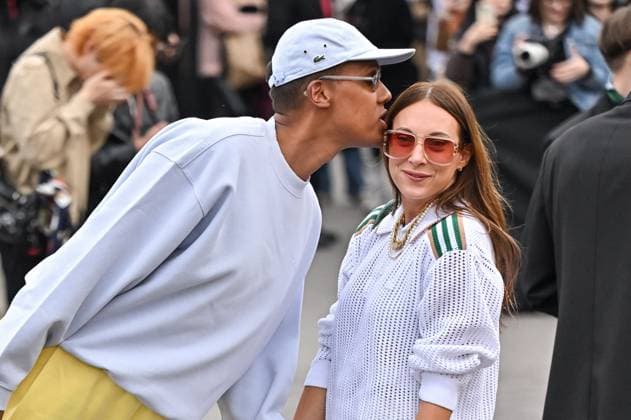 PFW Lacoste Outside Arrivals Stromae, Coralie Barbier arriving at Lacoste show during Paris Fashion Week in Paris, France on March 9, 2025. Photo by Julien Reynaud APS-Medias ABACAPRESS.COM Paris France  Copyright: xReynaudxJulien APS-Medias ABACAx