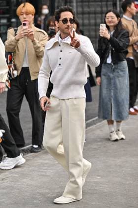 PFW Lacoste Outside Arrivals Adrien Brody arriving at Lacoste show during Paris Fashion Week in Paris, France on March 9, 2025. Photo by Julien Reynaud APS-Medias ABACAPRESS.COM Paris France  Copyright: xReynaudxJulien APS-Medias ABACAx