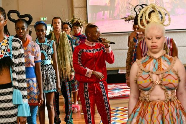 PFW Maxhosa Africa Runway - Paris Maglerius Maximus performance on the runway during the Maxhosa Africa Womenswear Fall Winter 2025-2026 show as part of Paris Fashion on March 08, 2025 in Paris, France . Photo by Shootpix ABACAPRESS.COM Paris France  Copyright: xShootpix ABACAx