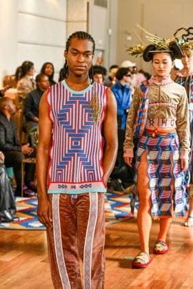 PFW Maxhosa Africa Runway - Paris A model walks the runway during the Maxhosa Africa Womenswear Fall Winter 2025-2026 show as part of Paris Fashion on March 08, 2025 in Paris, France . Photo by Shootpix ABACAPRESS.COM Paris France  Copyright: xShootpix ABACAx