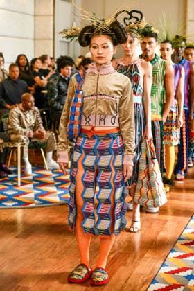 PFW Maxhosa Africa Runway - Paris A model walks the runway during the Maxhosa Africa Womenswear Fall Winter 2025-2026 show as part of Paris Fashion on March 08, 2025 in Paris, France . Photo by Shootpix ABACAPRESS.COM Paris France  Copyright: xShootpix ABACAx