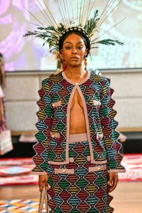 PFW Maxhosa Africa Runway - Paris A model walks the runway during the Maxhosa Africa Womenswear Fall Winter 2025-2026 show as part of Paris Fashion on March 08, 2025 in Paris, France . Photo by Shootpix ABACAPRESS.COM Paris France  Copyright: xShootpix ABACAx