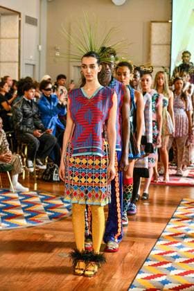 PFW Maxhosa Africa Runway - Paris A model walks the runway during the Maxhosa Africa Womenswear Fall Winter 2025-2026 show as part of Paris Fashion on March 08, 2025 in Paris, France . Photo by Shootpix ABACAPRESS.COM Paris France  Copyright: xShootpix ABACAx