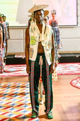 PFW Maxhosa Africa Runway - Paris A model walks the runway during the Maxhosa Africa Womenswear Fall Winter 2025-2026 show as part of Paris Fashion on March 08, 2025 in Paris, France . Photo by Shootpix ABACAPRESS.COM Paris France  Copyright: xShootpix ABACAx