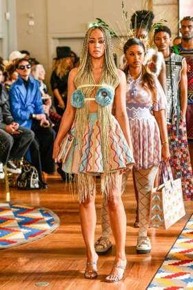 PFW Maxhosa Africa Runway - Paris A model walks the runway during the Maxhosa Africa Womenswear Fall Winter 2025-2026 show as part of Paris Fashion on March 08, 2025 in Paris, France . Photo by Shootpix ABACAPRESS.COM Paris France  Copyright: xShootpix ABACAx