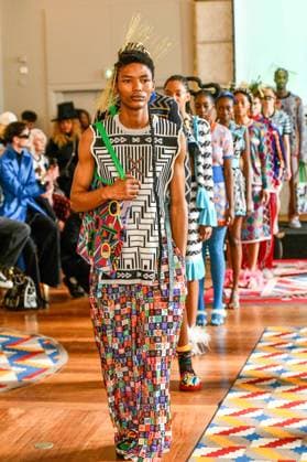 PFW Maxhosa Africa Runway - Paris A model walks the runway during the Maxhosa Africa Womenswear Fall Winter 2025-2026 show as part of Paris Fashion on March 08, 2025 in Paris, France . Photo by Shootpix ABACAPRESS.COM Paris France  Copyright: xShootpix ABACAx