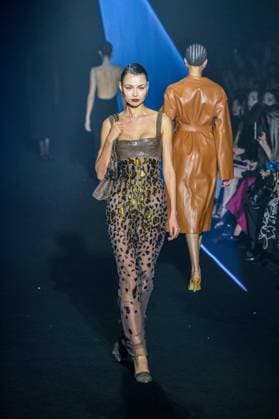 PFW - Georges Hobeika Runway - Paris A model walks the runway during the Georges Hobeika Womenswear Fall Winter 2025-2026 show as part of Paris Fashion Week at Palais De Tokyo in Paris, France, on March 08, 2025. Photo by Shootpix ABACAPRESS.COM Paris France  Copyright: xShootpix ABACAx