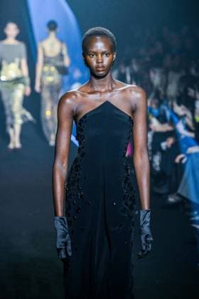 PFW - Georges Hobeika Runway - Paris A model walks the runway during the Georges Hobeika Womenswear Fall Winter 2025-2026 show as part of Paris Fashion Week at Palais De Tokyo in Paris, France, on March 08, 2025. Photo by Shootpix ABACAPRESS.COM Paris France  Copyright: xShootpix ABACAx