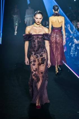 PFW - Georges Hobeika Runway - Paris A model walks the runway during the Georges Hobeika Womenswear Fall Winter 2025-2026 show as part of Paris Fashion Week at Palais De Tokyo in Paris, France, on March 08, 2025. Photo by Shootpix ABACAPRESS.COM Paris France  Copyright: xShootpix ABACAx