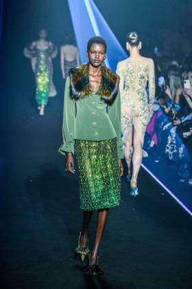 PFW - Georges Hobeika Runway - Paris A model walks the runway during the Georges Hobeika Womenswear Fall Winter 2025-2026 show as part of Paris Fashion Week at Palais De Tokyo in Paris, France, on March 08, 2025. Photo by Shootpix ABACAPRESS.COM Paris France  Copyright: xShootpix ABACAx