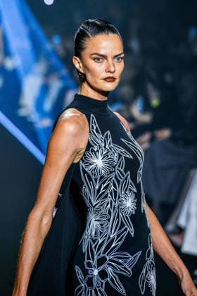 PFW - Georges Hobeika Runway - Paris A model walks the runway during the Georges Hobeika Womenswear Fall Winter 2025-2026 show as part of Paris Fashion Week at Palais De Tokyo in Paris, France, on March 08, 2025. Photo by Shootpix ABACAPRESS.COM Paris France  Copyright: xShootpix ABACAx