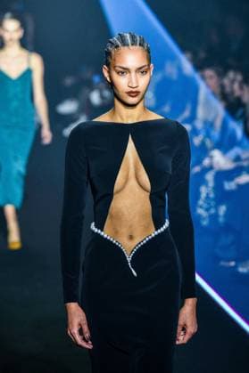 PFW - Georges Hobeika Runway - Paris A model walks the runway during the Georges Hobeika Womenswear Fall Winter 2025-2026 show as part of Paris Fashion Week at Palais De Tokyo in Paris, France, on March 08, 2025. Photo by Shootpix ABACAPRESS.COM Paris France  Copyright: xShootpix ABACAx