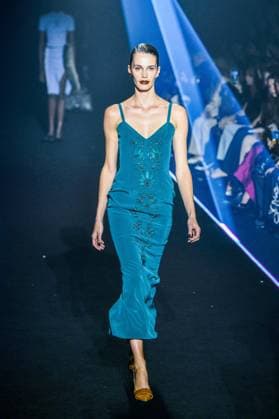 PFW - Georges Hobeika Runway - Paris A model walks the runway during the Georges Hobeika Womenswear Fall Winter 2025-2026 show as part of Paris Fashion Week at Palais De Tokyo in Paris, France, on March 08, 2025. Photo by Shootpix ABACAPRESS.COM Paris France  Copyright: xShootpix ABACAx